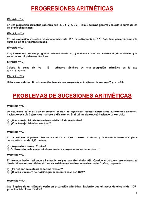 Solution Ejercicios De Progresiones Aritmeticas Y Geometricas Studypool