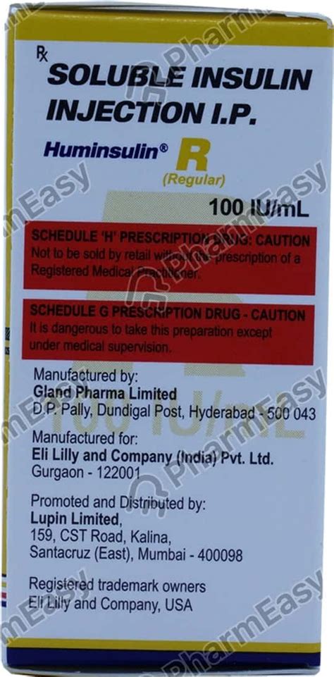 Huminsulin R 100 Iuml Solution For Injection 10 Uses Side Effects