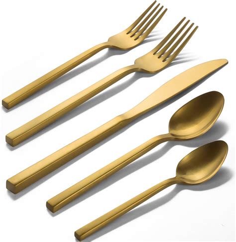 Amazon Berglander Gold Silverware Set 60pcs Service For 12