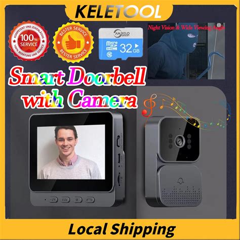 Wireless Doorbell Door Viewer With Camera Recording Smart Digital Ring