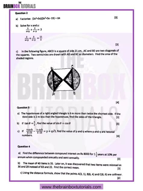 Icse Class 9 Mathematics Sample Paper For 2020 2021 The Brainbox