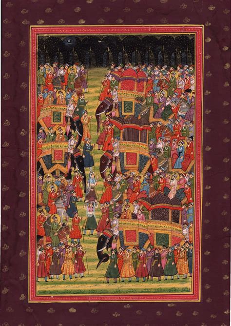 Mughal Miniature Painting Handmade Moghul Emperor Royal Wedding Mogul Empire Art