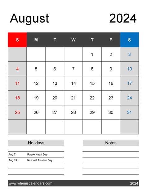 Free August 2024 Calendar Template Kasey Matelda