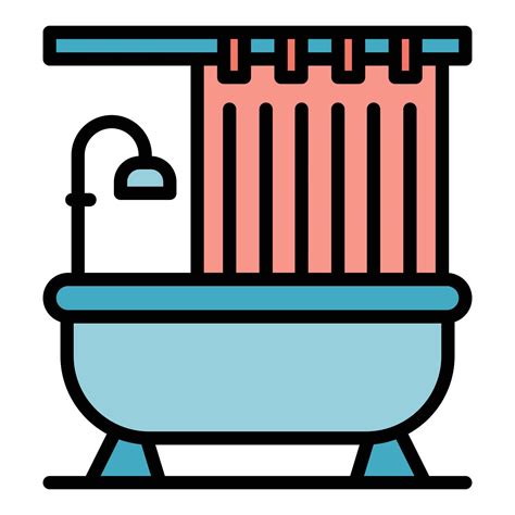 Wash Shower Curtain Icon Color Outline Vector 15068219 Vector Art At