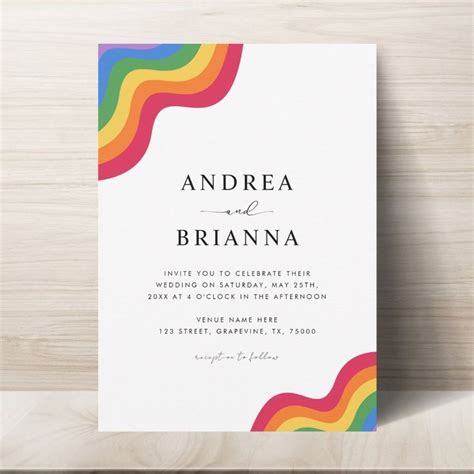 Rainbow Lgbtq Gay Qr Code Pride All In One Wedding Invitation Zazzle