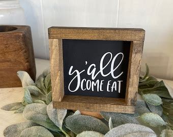 Y ALL COME EAT Rustic Farmhouse Wall Decor Fixer Upper Sign Custom