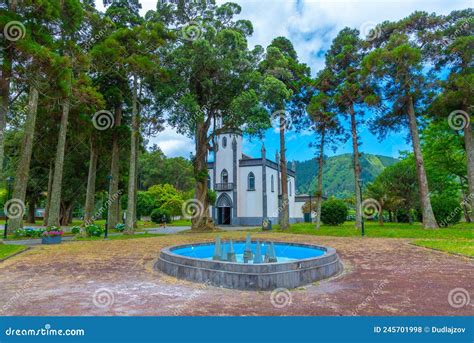 Sao Nicolau Church At Sete Cidades Town At Sao Miguel Portugal Stock