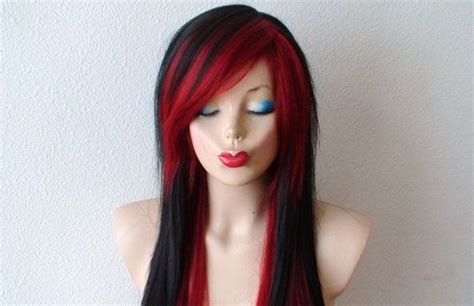 Scene Wig Black Wine Red Scene Hairstyle Wig Emo By Kekeshop Long