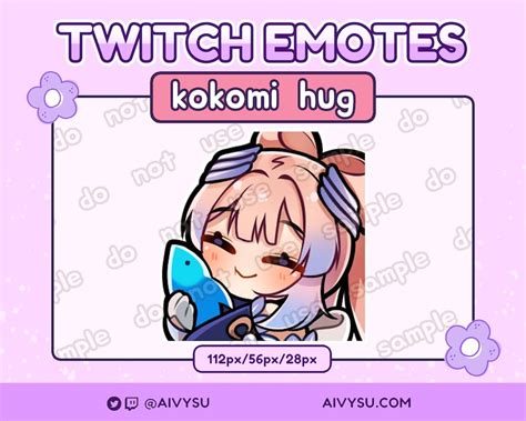 Genshin Impact Kokomi Hug Emote Twitch Discord Etsy