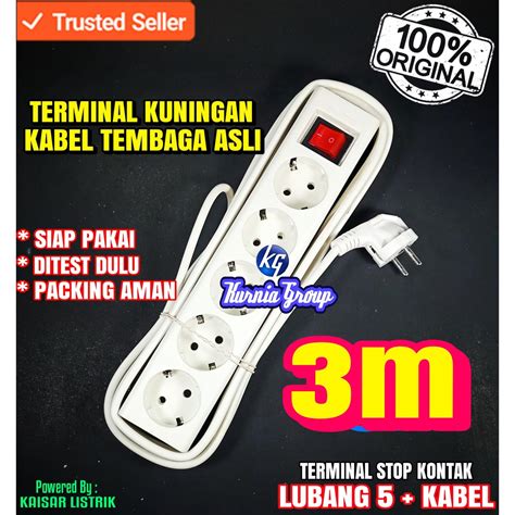 Jual Terminal Stop Kontak Lubang 5 Kabel 3m Kabel Colokan Roll