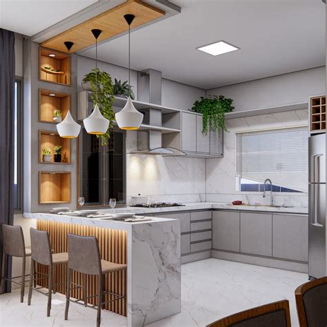 Modern Kitchen With Marble Countertops