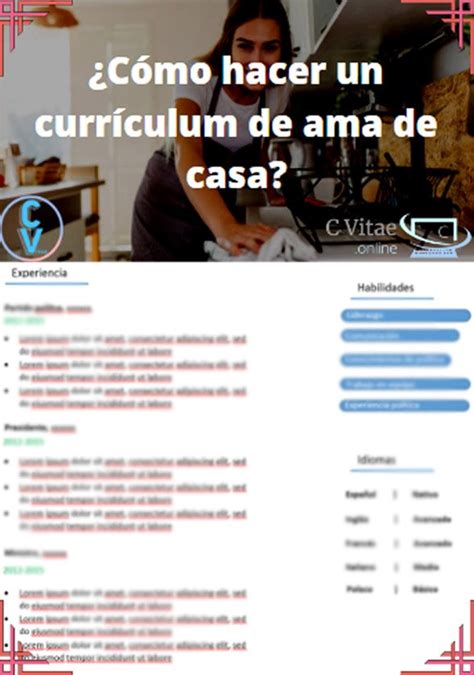 Cómo hacer un CV de ama de casa 100 Ejemplos