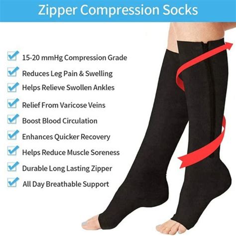 Medical Zipper Compression Sock Women Men High Elasticity Nylon Closed