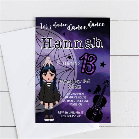 Editable Wednesday Addams And Enid Birthday Invitation Our Editable