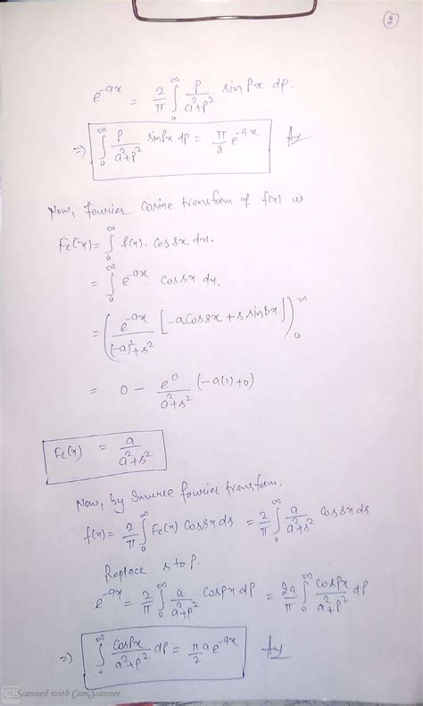 Solved Find Fourier Sine And Cosine Transform Of Fx E Ax A 0