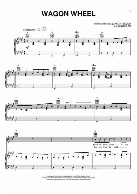 Wagon Wheel Piano Sheet Music OnlinePianist