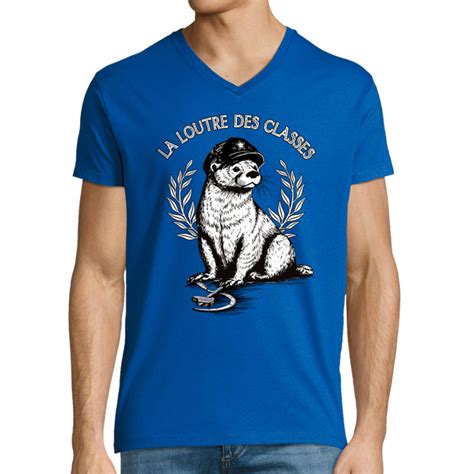 T Shirt Homme Col V La Loutre Des Classes