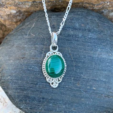 Sterling Silver Malachite Pendant GLE Good Living Essentials