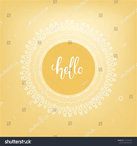 Hello Word Lettering Vintage Round Frame Stock Vector Royalty Free