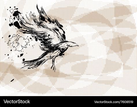 Crow on abstract background Royalty Free Vector Image