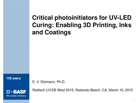 PDF Critical Photoinitiators For UV LED Curing Enabling 3D Printing