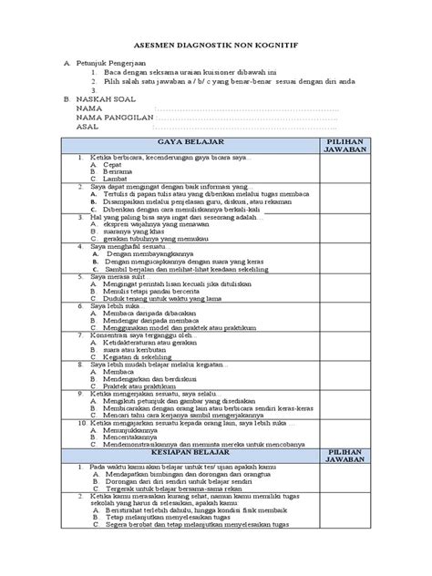 Asesmen Diagnostik Non Kognitif Pdf