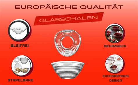 LAV Dessertschalen Glas Set 6 300ml BLEI FREI Glas Schüsseln