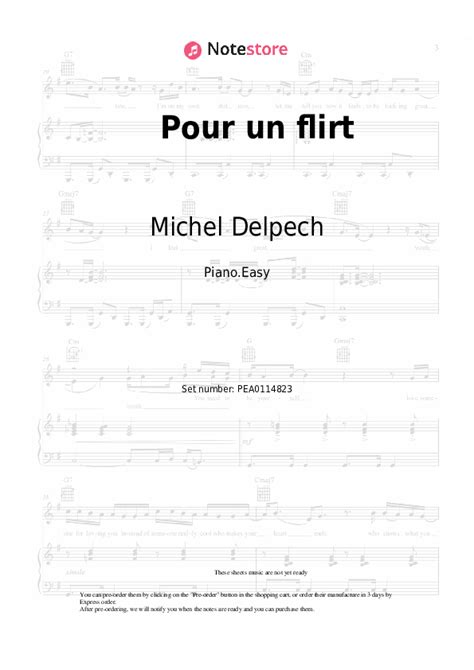 Pour Un Flirt Piano Sheet Music Easy Michel Delpech In Note Store