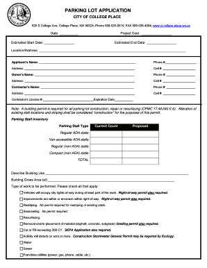 Fillable Online Ci College Place Wa Parking Lot Permit Application