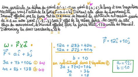 Le On Travail Fourni Par Une Force Exprim E En Notation Vectorielle