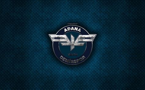 Adana Demirspor Turkish Football Club Blue Metal Texture Metal Logo