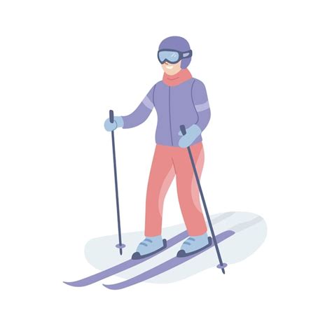 Premium Vector Female Skier Skiing On The Snow Winter Sport Winter