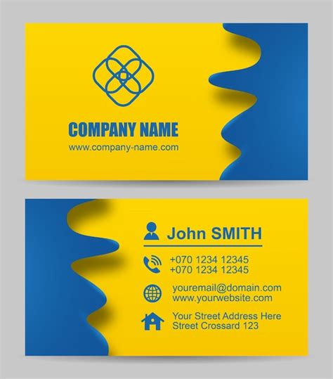 Premium Vector Vector Abstract Blue And Yellow Business Card Template