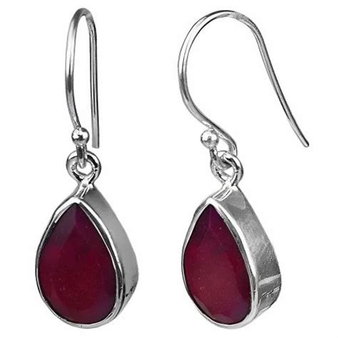 Wedding Silver 925 Sterling Sliver Royal Ruby Gemstone Dangle Earrings