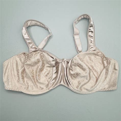 Bali Minimizer Bra 38c Underwire Soft Cups Adjustable Straps Tan Satin