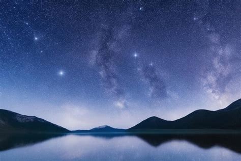 Premium Photo Desktop Wallpaper Starry Night Sky Over Mountain Lake