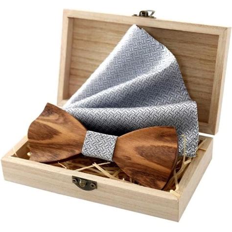 Noeud Papillon Pour Homme Bow Tie En Bois Hommes Mouchoir Ensemble Sac