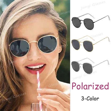 Polarized Classical Retro Round Sunglasses Women Metal Frame Sunnies