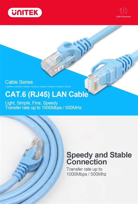 Unitek Cat Utp Rj Gigabit Ethernet Lan Cable P C Connector