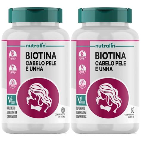 Kit 2X Biotina Cabelo Pele E Unha 60 Comprimidos Nutralin OtimaNutri