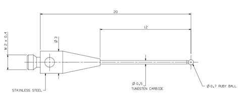 CMM Touch Probe Stylus M2 Thread 0 7mm Ruby Ball Tips 20mm Length A