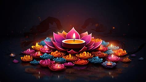 Bright Happy Diwali Design With Diya Background Wallpaper Diwali