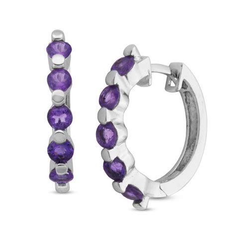 Amethyst Hoop Earrings In Sterling Silver Amethyst February Birthstone Birthstones