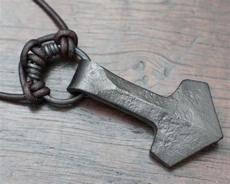 Viking Thors Hammer Ringed Mjolnir Pendant Hand Forged Pure Etsy