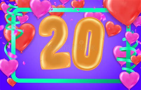 Greeting Card For Twenty Year Happy Birthday Number 20 In Fun Art Style