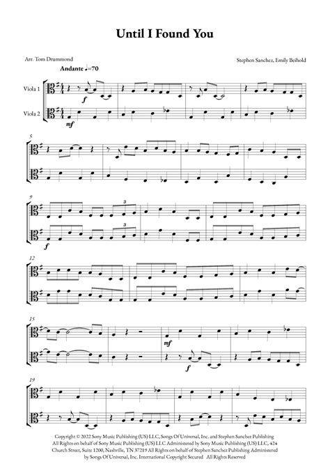 Until I Found You Arr Tom Drummond By Stephen Sanchez Sheet Music For Viola Duet At Sheet