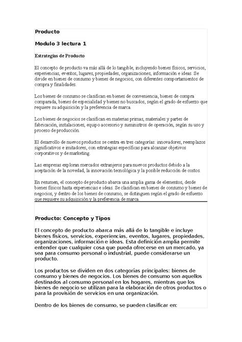 Resumen Modulo 3 Y 4 Marketing Global Producto Modulo 3 Lectura 1