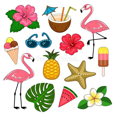 Tropical Clipart With Flamingos Pineapple Starfish Sunglasses