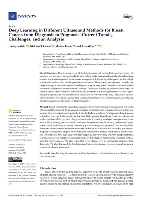 Pdf Deep Learning In Different Ultrasound Methods For Breast Cancer