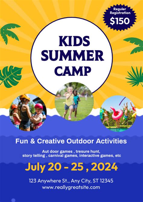 Orange Maximalist Kids Summer Camp Flyer Temp Template Postermywall